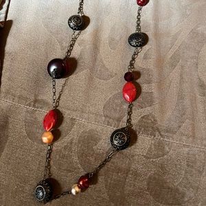 Black and orange and red and gold necklace